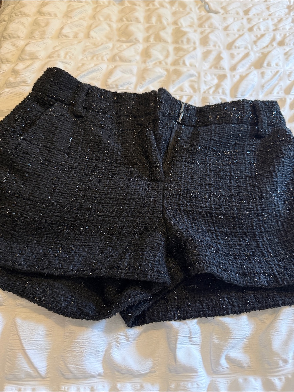 Forever 21 Black Sparkle Tweed High-Waist Shorts